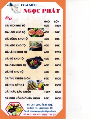 MENU CÁC MÓN CÁ